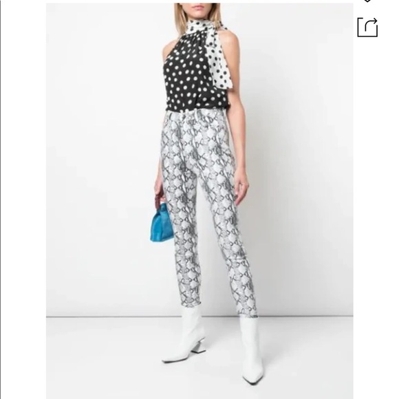 FRAME Ali High-Rise Cigarette Python Print Jeans size 26 - Picture 5 of 12